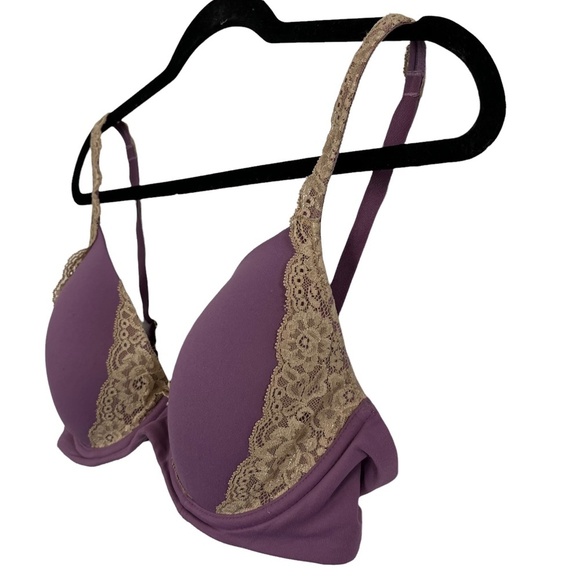 SOMA EMBRACEABLE FULL COVERAGE LACE TRIM Purple Underwire Lined Bra sz 34D - Picture 7 of 16